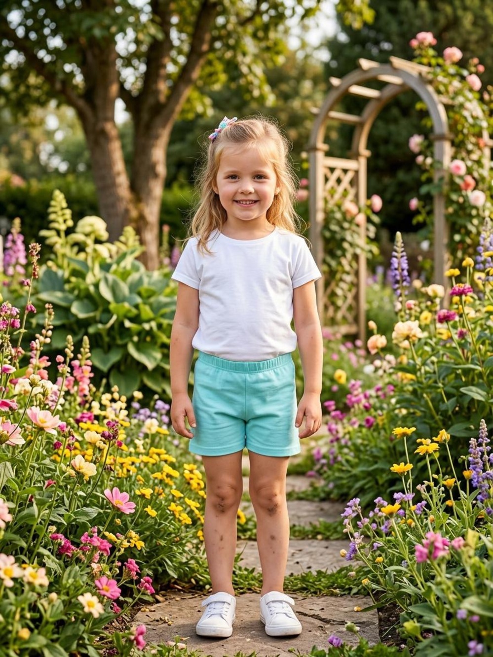 Girls Elastic-Waist Mint Green Shorts — Comfortable Playtime Bottoms